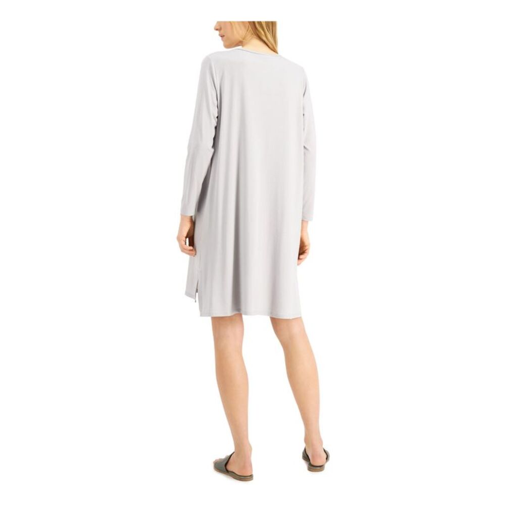 EILEEN FISHER Womens Gray Long Sleeve Crew Neck Short Shift Dress XS\TP - Picture 2 of 4